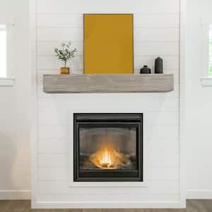 72 in. W x 9 in. D Solid Rustic Cedar Wood Fireplace Mantel, Wall-Mounted Floating Decorative Wall Shelf, Gray