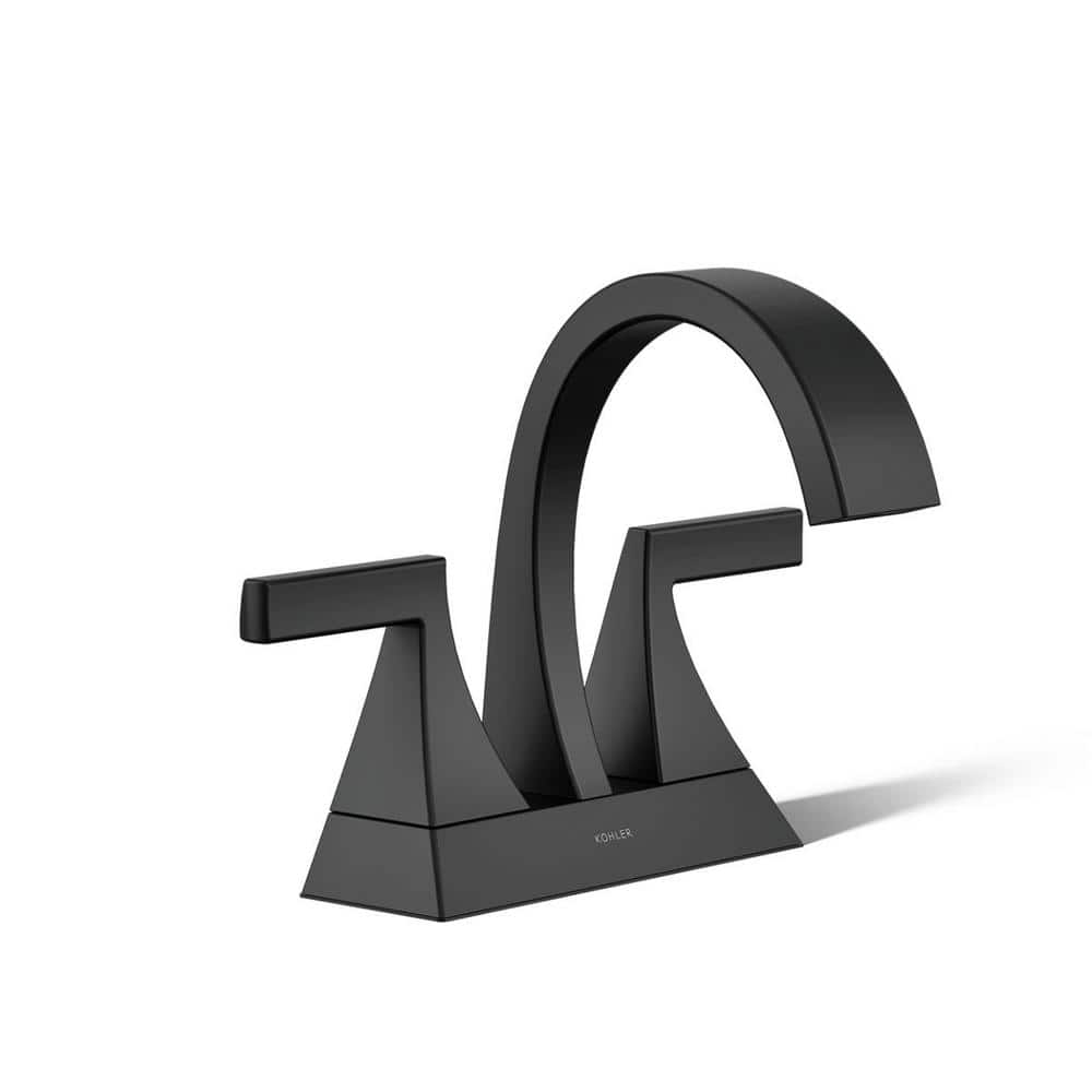 KOHLER Katun 4 in. Centerset 2-Handle Bathroom Faucet in Matte Black