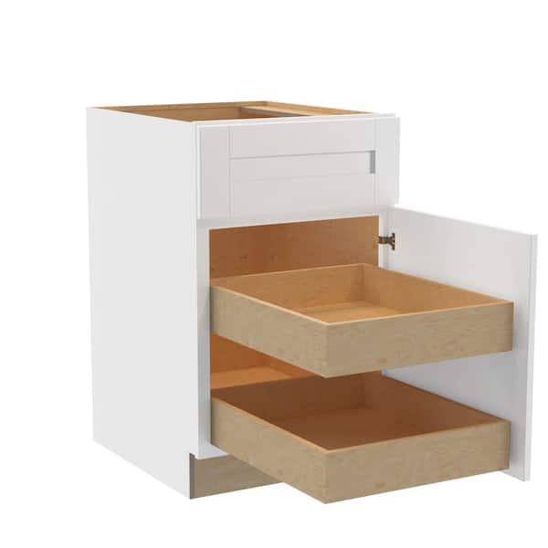 Home Decorators Collection Washington Vesper White Plywood Shaker Assembled Base Kitchen Cabinet Soft Close 21 in W x 24 in D x 34.5 in H