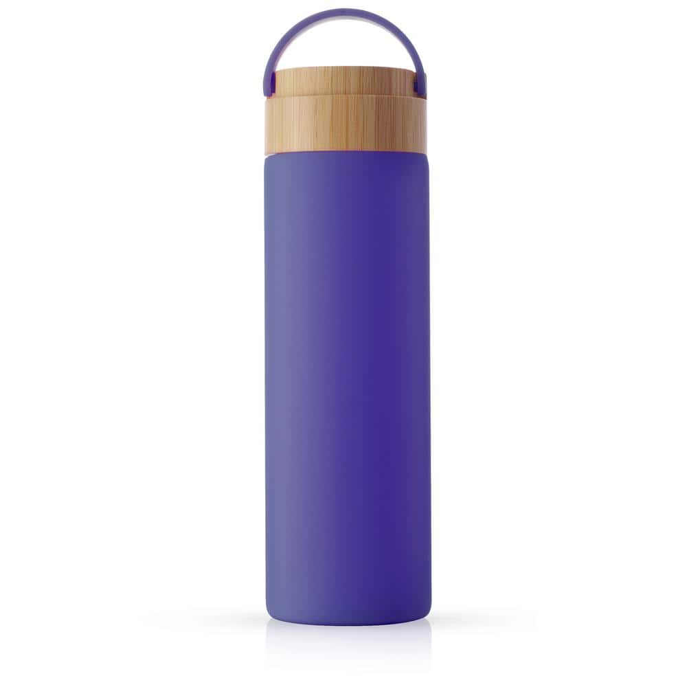 JoyJolt 20 oz. Purple Glass Water Bottle with Carry Strap and Non Slip  Silicone Sleeve JW10510 - The Home Depot