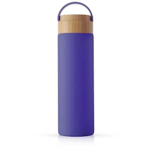 20 oz. Purple Glass Water Bottle with Carry Strap and Non Slip Silicone Sleeve