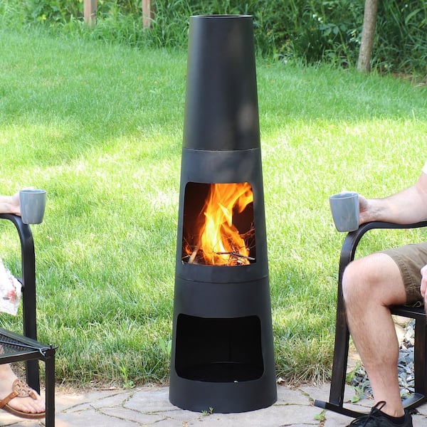 Sunnydaze 49 in. Steel Outdoor Wood Burning Chiminea Fire Pit with