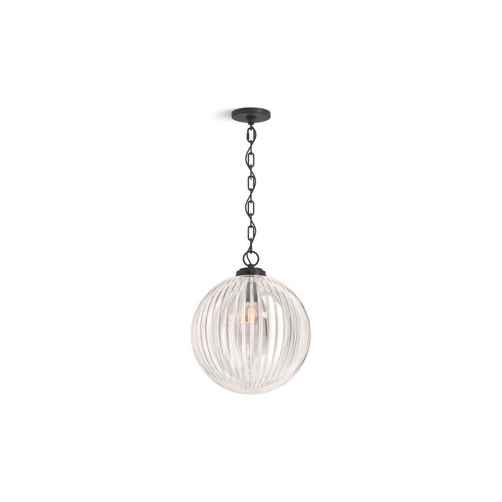 Embra Matte Black 14" Glass LED Pendant Light