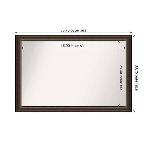 Amanti Art Cyprus Walnut 50.75 in. x 33.75 in. Custom Non-Beveled Wood Framed Bathroom Vantiy Wall Mirror