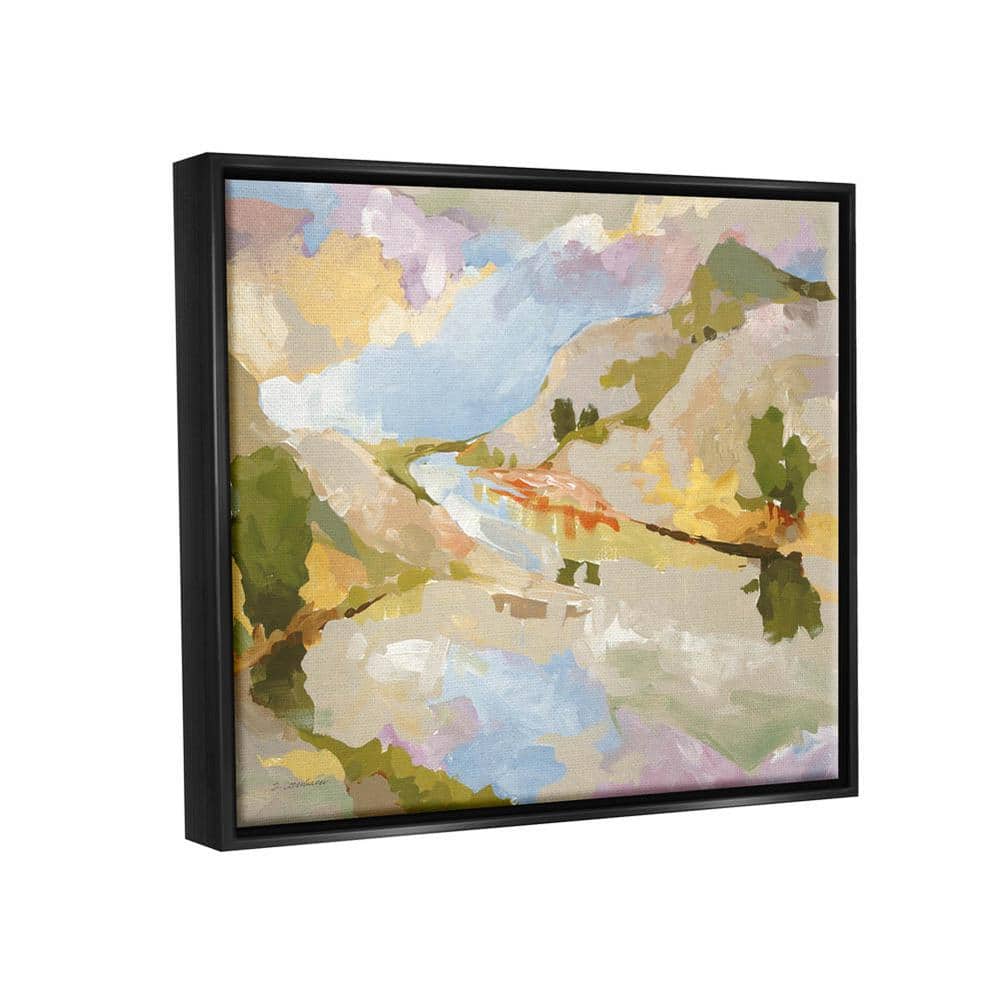 Abstract Mountain Reflection Canvas Print with Black Frame
