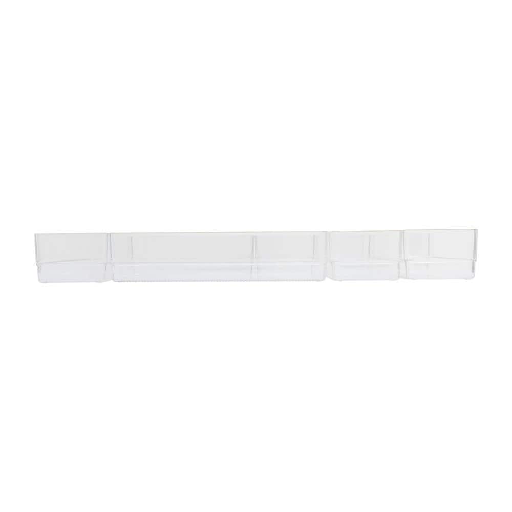 Martha Stewart Clear Plastic Stackable Desk Drawer Organizers with Gold Trim, Set of 8