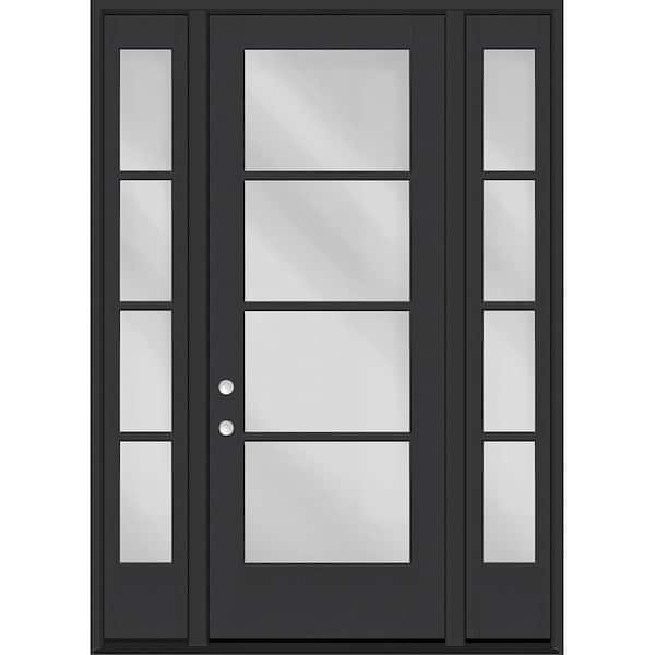 Legacy 64 in. x 96 in. Icon 4L Modern Clear Glass RHIS Black Fiberglass Prehung Front Door w/ 2-12 in.SL 6-9/16 in. Jamb