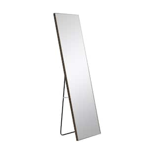 58 in. W x 15 in. H Rectangular Glass Framed Wall Bathroom Vanity Mirror in Gray