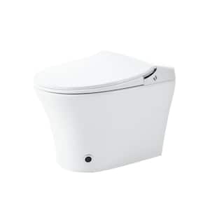 Round Smart Bidet Toilet 1.28 GPF in White with Dryer and Warm Water Washing, Heated Seat, LED Light, Remote Control