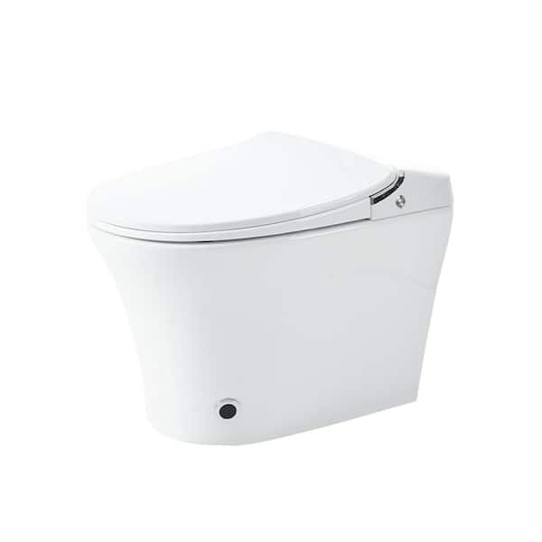 Unbranded Round Smart Bidet Toilet 1.28 GPF in White with Dryer and Warm Water Washing, Heated Seat, LED Light, Remote Control