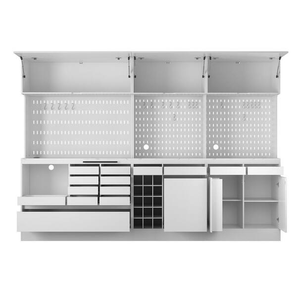70.9'' Off-White Freestanding Pantry Tall Cabinet Storage Hutch  Organization Pegboard