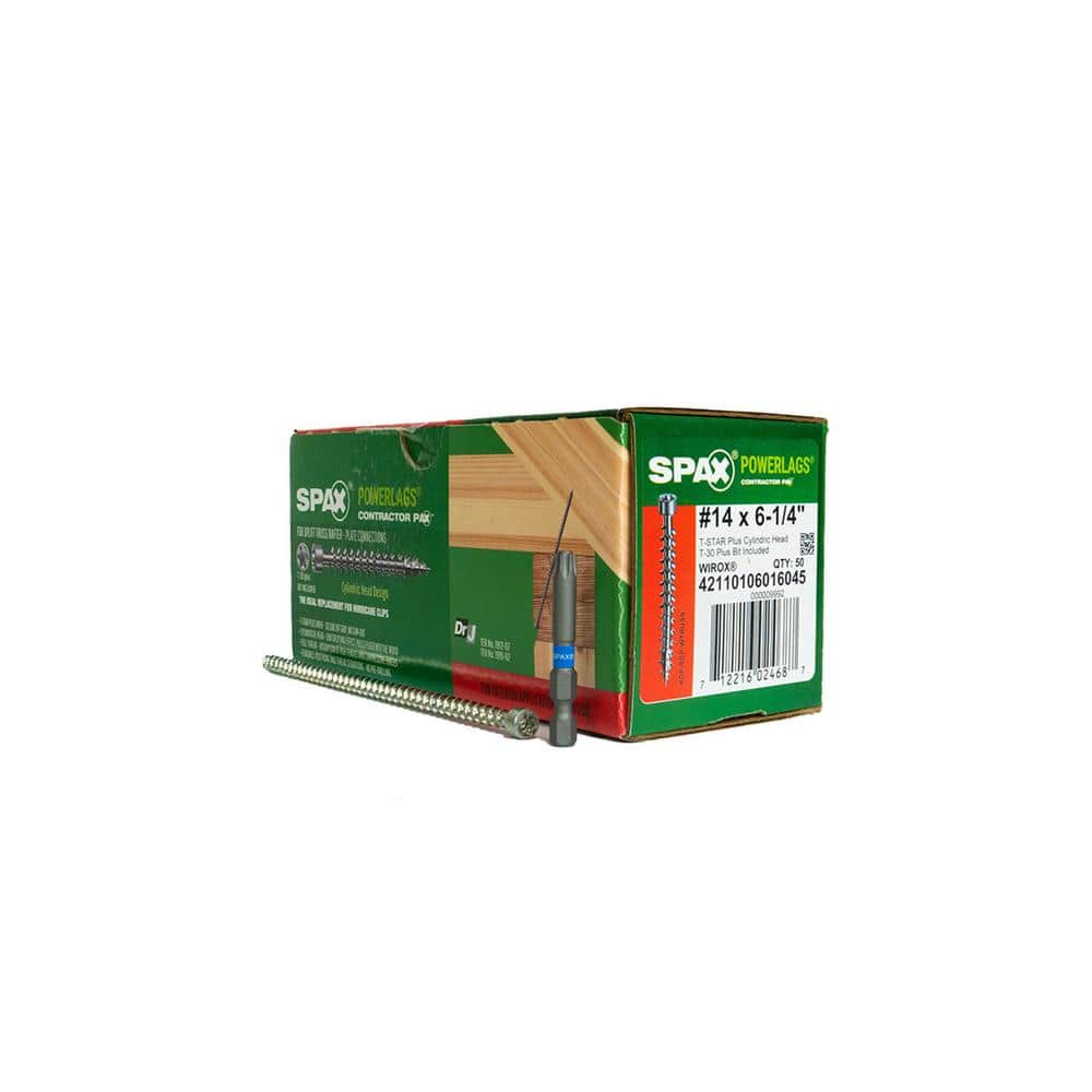 "#14x6-1/4 in. Interior Cylindric Head Structural Wood Truss Rafter Screws Powerlags TorxT-Star Plus(50 Each)Bit Included" price history on PriceWatchPro