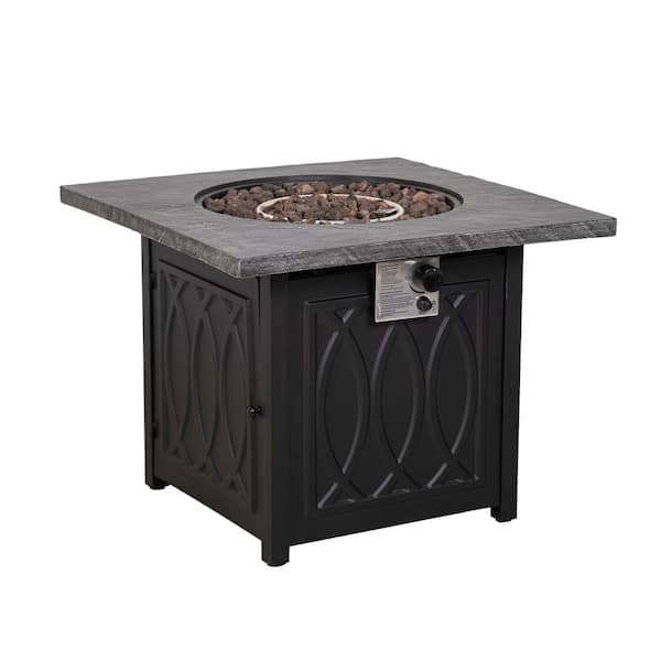 DIRECT WICKER Olivia Outdoor Black Square 50000 BTU Firepit with All-Weather Cover Included