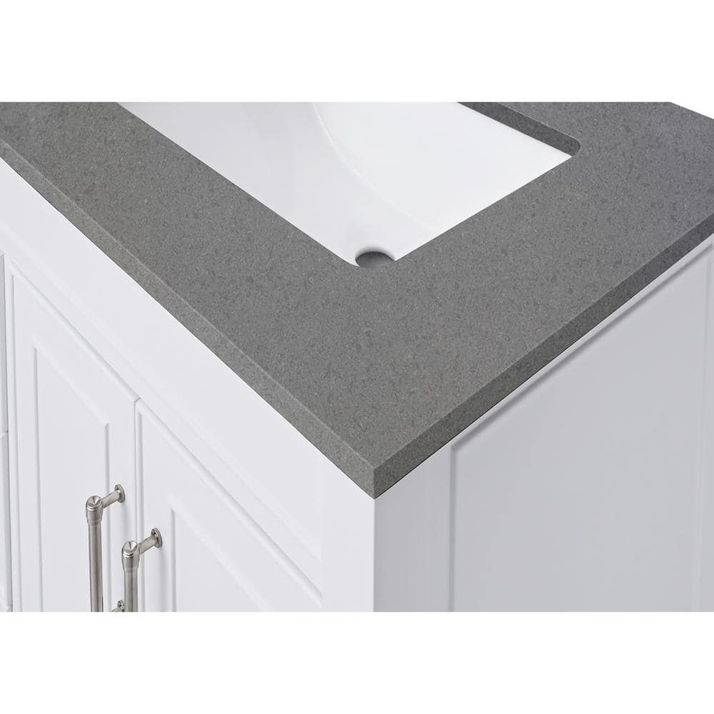 37'' Matte Gray Quartz Single Bathroom Vanity Top with Sink