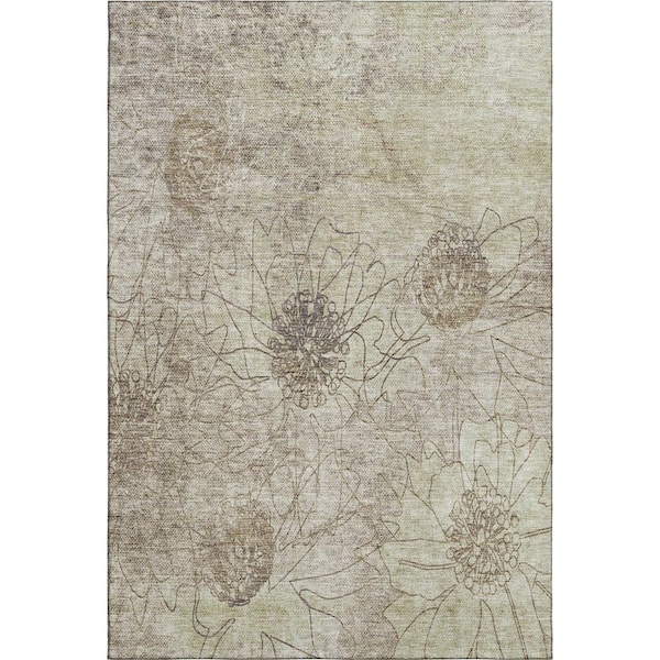 Mayfield Premium Machine Washable Abstract AMF2235 Brown 3 ft. x 5 ft. Area Rug