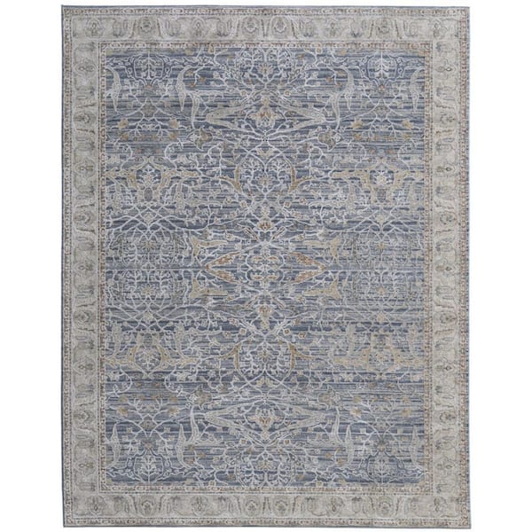 7 ft. x 10 ft. Taupe, Blue Abstract Area Rug