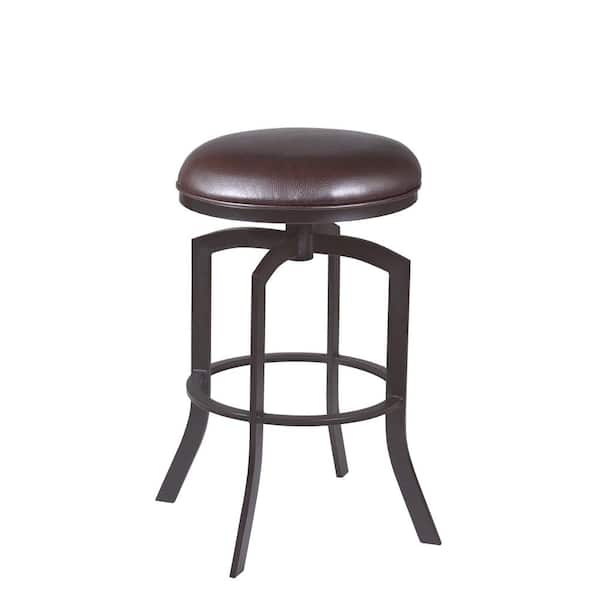 Armen Living Studio 26 in. Bar Stool in Auburn Bay with Brown Pu upholstery