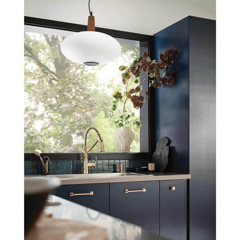 Bronzed Gold High Arc Pull-Down Kitchen Faucet with Soap Dispenser