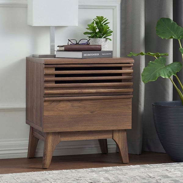 MODWAY Render 2-Drawers Nightstand in Walnut