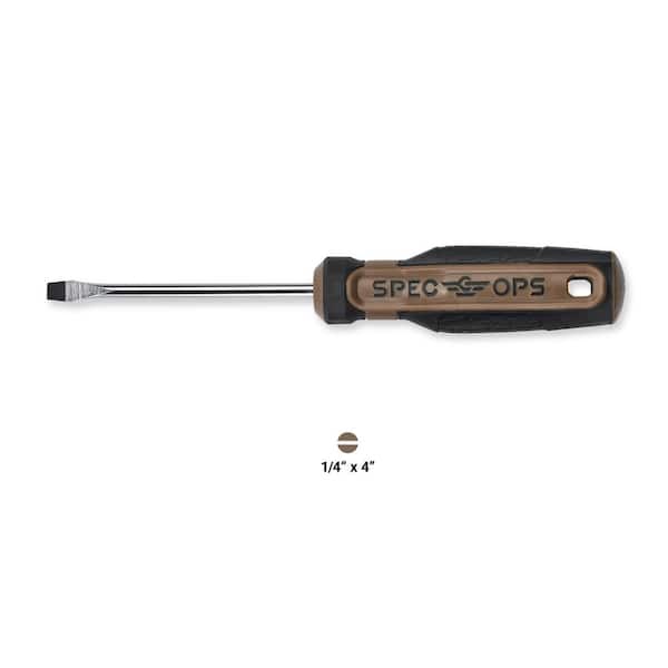 SPEC OPS Slotted Screwdriver, 1/4 in. x 6 in., Magnetic Tip, Cr-Mo Steel Shaft, 1 Piece