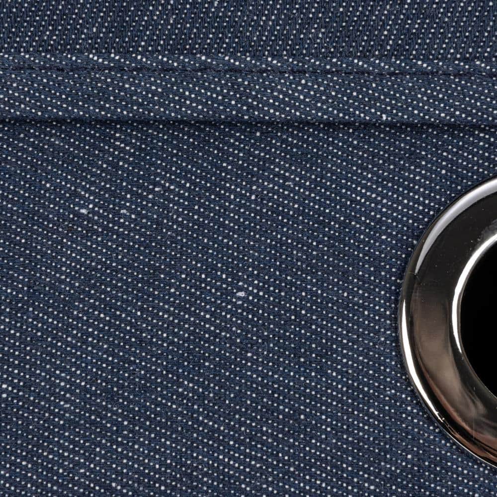 Denim Blue Cotton Blend Collapsible Cube Storage Box with Metal Handles