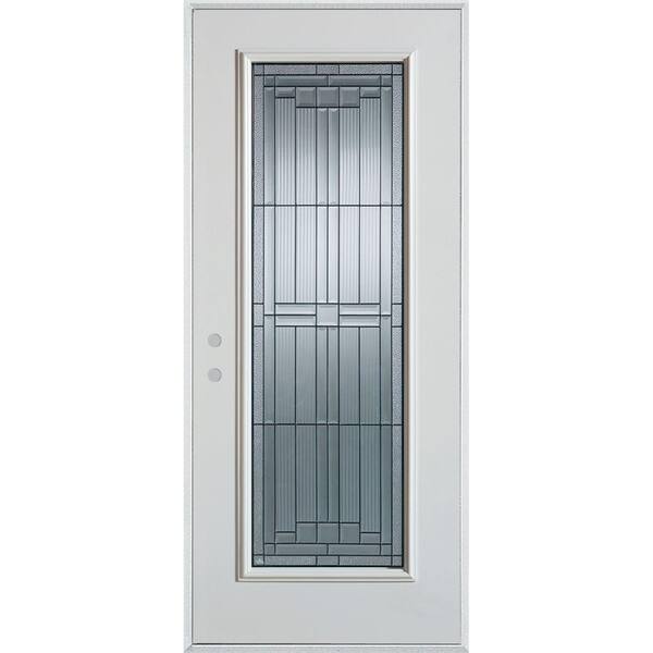 Stanley Doors 36 in. x 80 in. Architectural Full Lite Painted White Right-Hand Inswing Steel Prehung Front Door