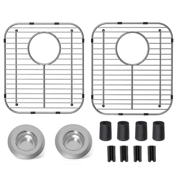 2-Pack 13.2 in. L x 11.6 in. W Stainless Steel Kitchen Sink Grid, Sink Protectors with Rear Drain Hole, Anti-Rust