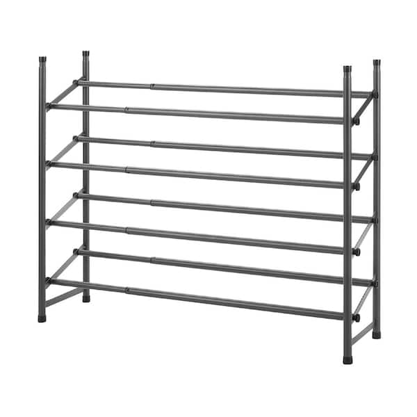 Gunmetal 4-Tier Shoe Rack Steel Shoe Organizer
