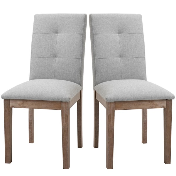 HOMCOM French-Style Upholstered Dining Chair Set, Armless Accent Side  Chairs with Rattan Backrest and Linen-Touch Upholstery, Set of 2, Gray