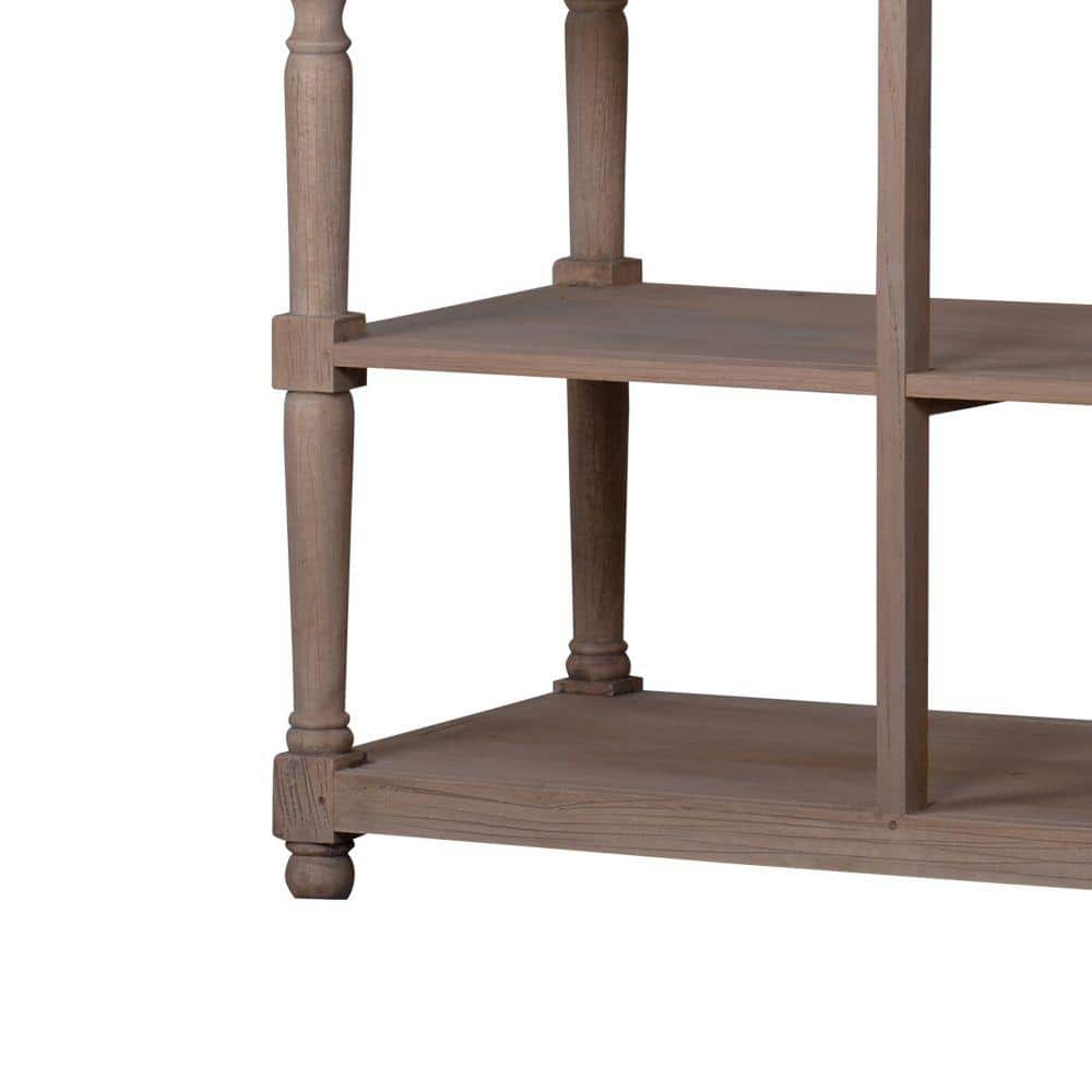 65 Inch Natural Brown Durian Wood Console Table with Storage