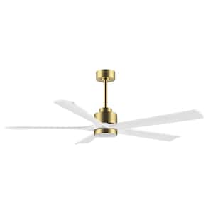 60 in. LED Indoor Gold and White Ceiling Fan with Remote