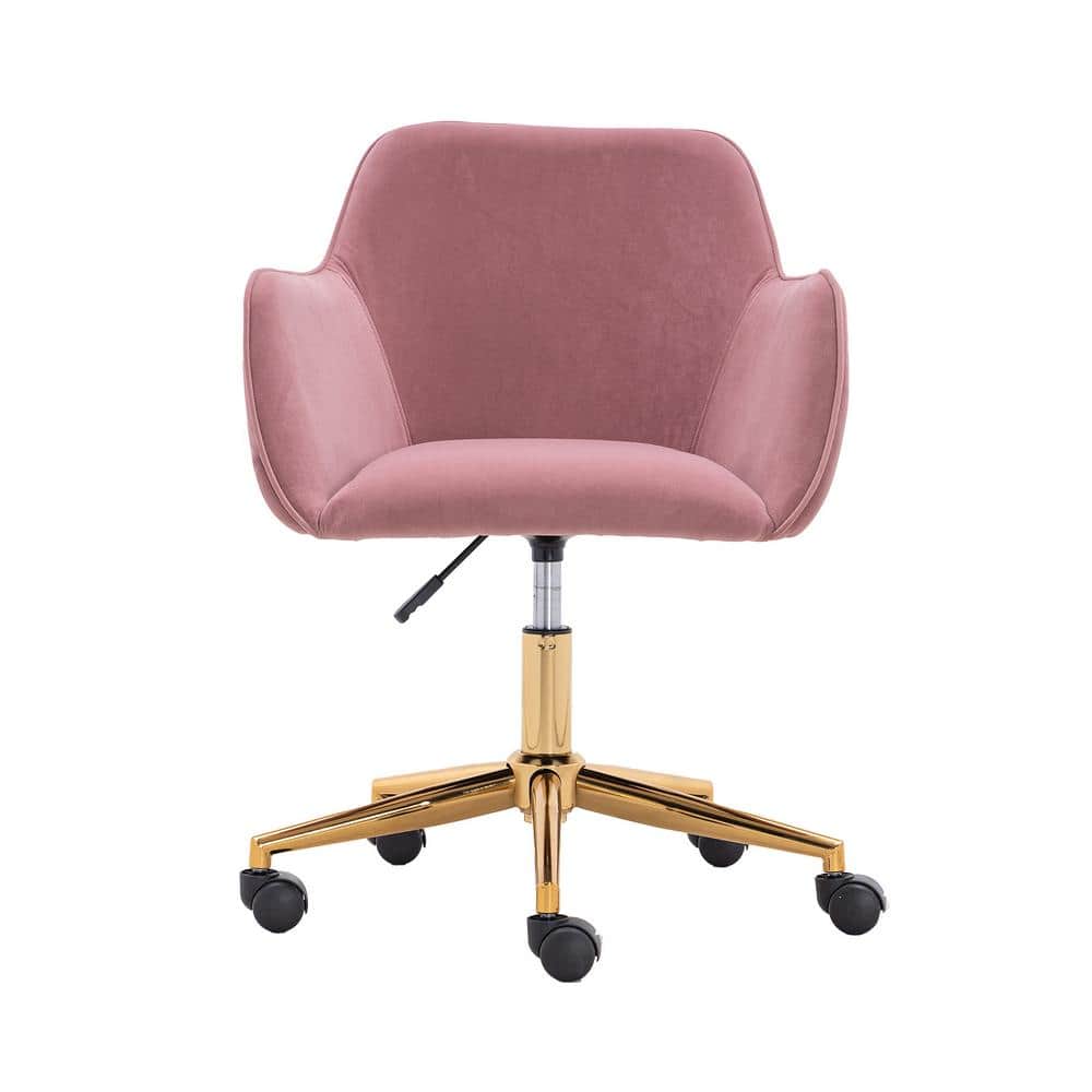 Pink Modern Velvet Material Adjustable Height 360° Office Chair with Gold  Metal Legs and Universal Wheel YY-PVCH-834 - The Home Depot