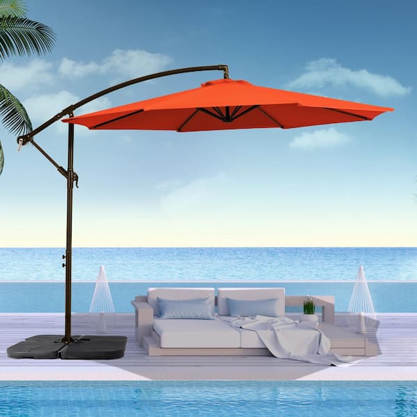 JEAREY 120 in. Innovative Tilt Design Offset Cantilever Umbrella in Orange