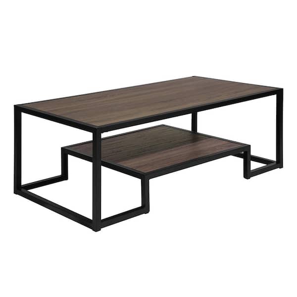 Suri 47.2 in. Brown Rectangle Wood Coffee Table with Shelf