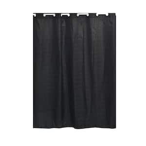 71 in. L x 79 in. H/ 180 cm x 200 cm Black Hookless Shower Curtain Polyester Cubic-Color Matching Hooks