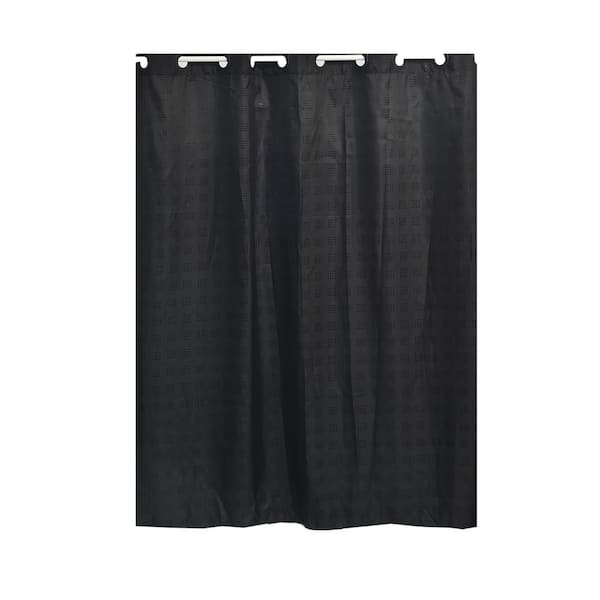 71 in. L x 79 in. H/ 180 cm x 200 cm Black Hookless Shower Curtain Polyester  Cubic-Color Matching Hooks 1207103 - The Home Depot