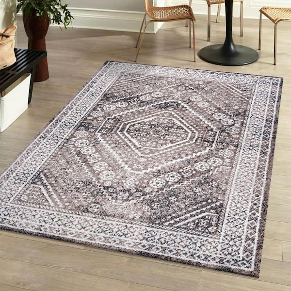 JONATHAN Y Boho Brown/Ivory 5 ft. x 8 ft. Cottage Medallion Area Rug