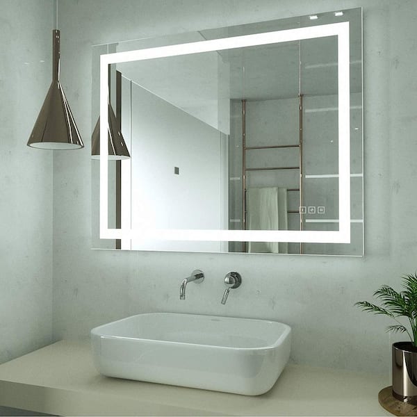 PRIMELEDLIGHT LED Vanity mirror 24 in. W x 32 in. H Large Rectangular Frameless Anti-Fog Ceiling Bathroom Vanity Mirror wall mount