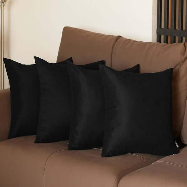 MIKE & Co. NEW YORK Honey Decorative Throw Pillow Cover Solid Color 18 in. x 18 in. Black Square Pillowcase Set of 4