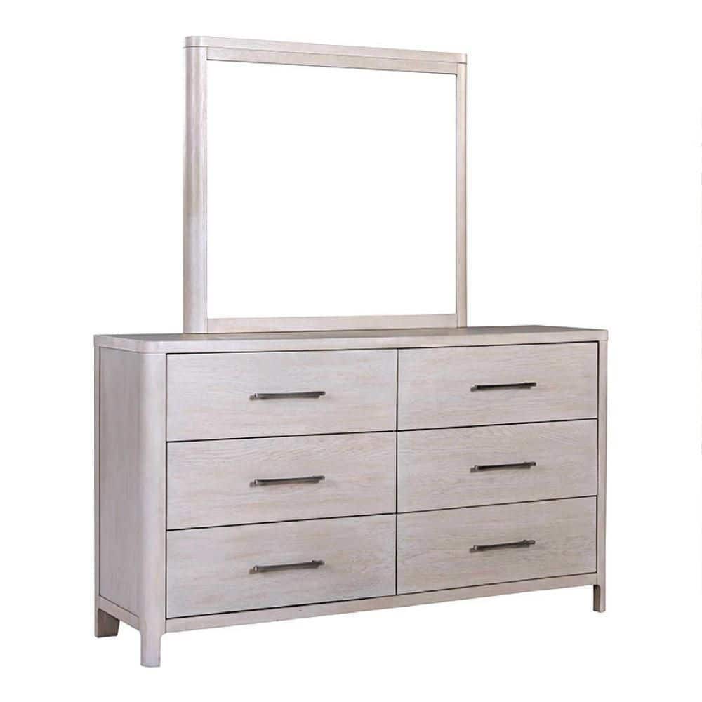 Reham Light White Wash Oak Brown 42 in. W x 38 in. H Rectangle Wood Framed Mirror price history on PriceWatchPro