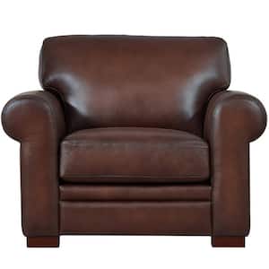 Brookfield Caramel Brown Top Grain Leather Arm Chair with Removable Cushion