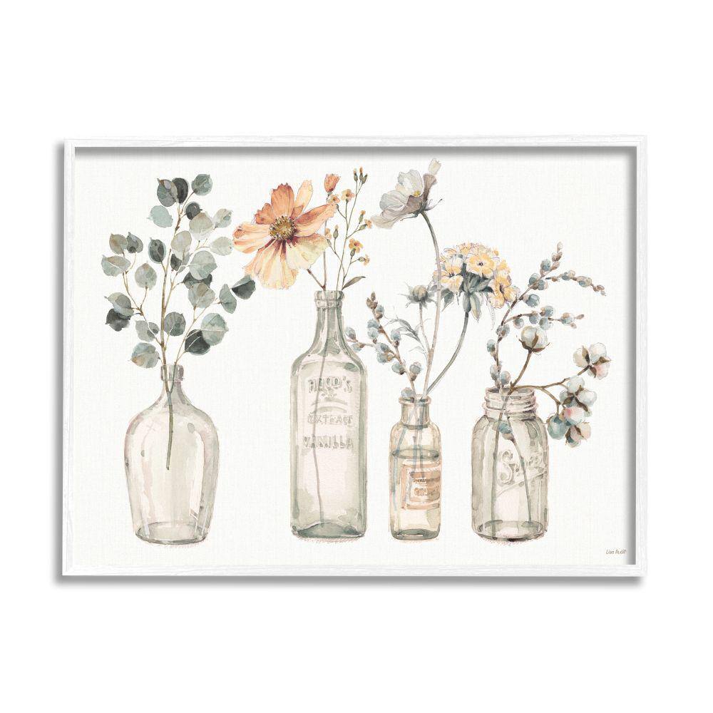 Antique Floral Bouquets Flowers Glass Jar Painting by Lisa Audit Framed Nature Wall Art Print 11 in. x 14 in. price history on PriceWatchPro