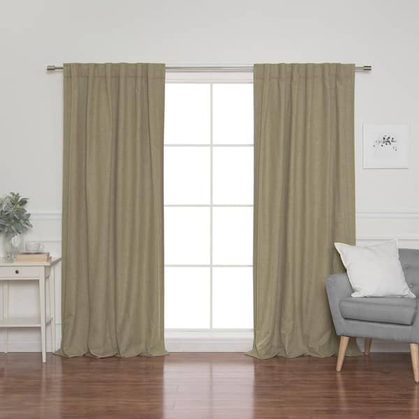 Best Home Fashion Brown Back Tab Blackout Curtain - 52 in. W x 84 in. L (Set of 2)