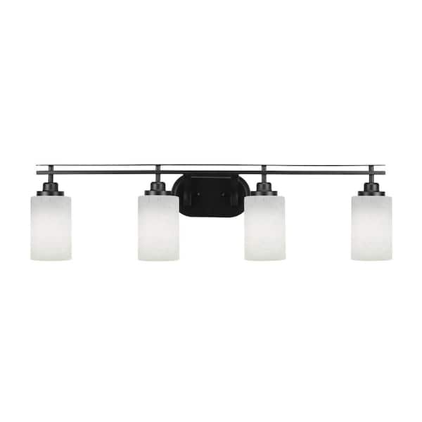 Unbranded Monroe 37.25 in. 4-Light Matte Black Vanity Light with 4 in. White Muslin Glass Shade No Bulbs Included