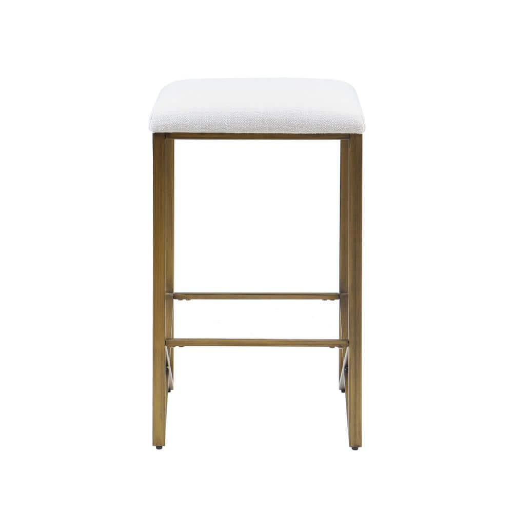 INK+IVY Marino 26 in. Ivory Wood Counter Stool with Backless ...