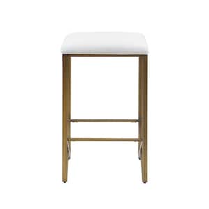 Marino 26 in. Ivory Wood Counter Stool with Backless Upholstered