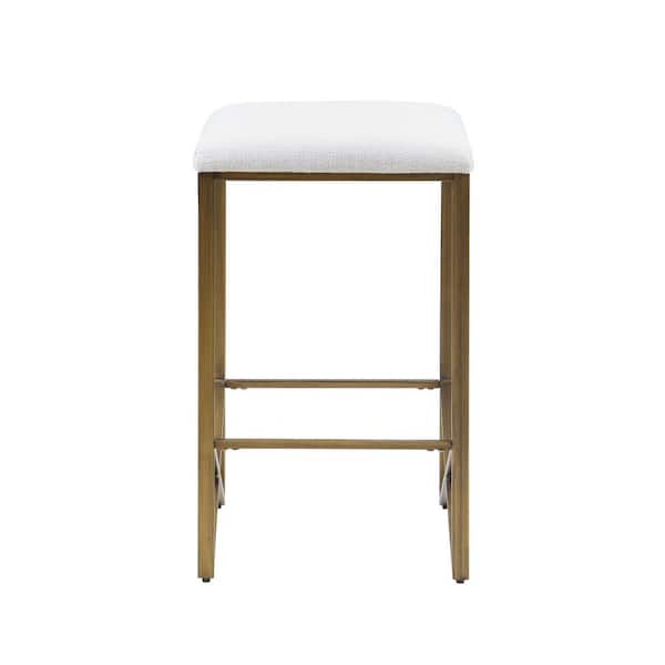 INK+IVY Marino 26 in. Ivory Wood Counter Stool with Backless Upholstered