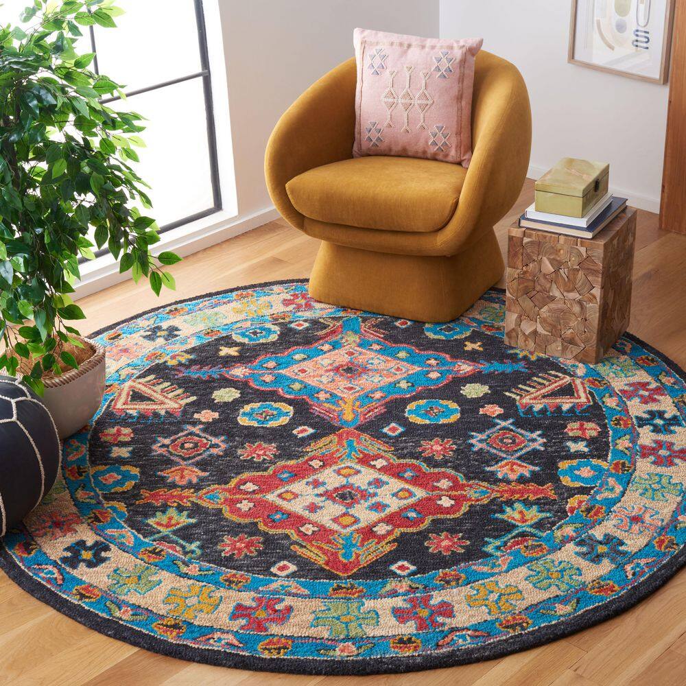 Aspen 7 X 7 Charcoal/Blue Oriental Round Rug price history on PriceWatchPro