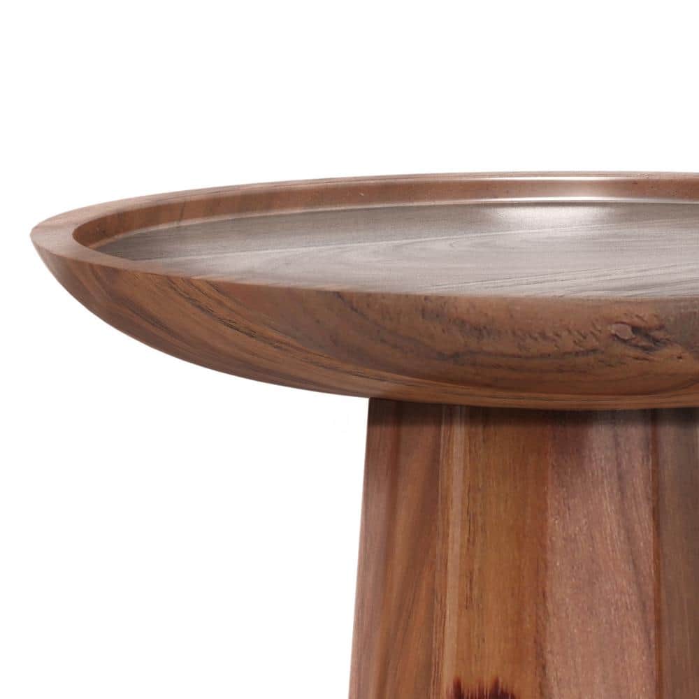Dayton 13'' Round Light Cognac Solid Acacia Wood Accent Table