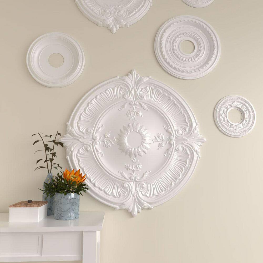 Primed Gray Urethane Rose Ceiling Medallion, 18" Diameter